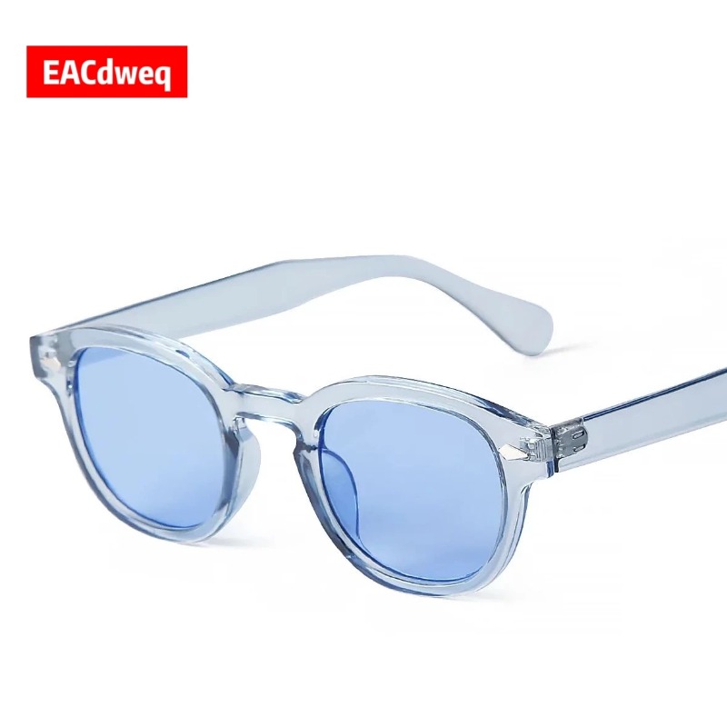 Women'S Fashion Eyewear - Occhiali da Sole Rotondi Trasparenti Blu