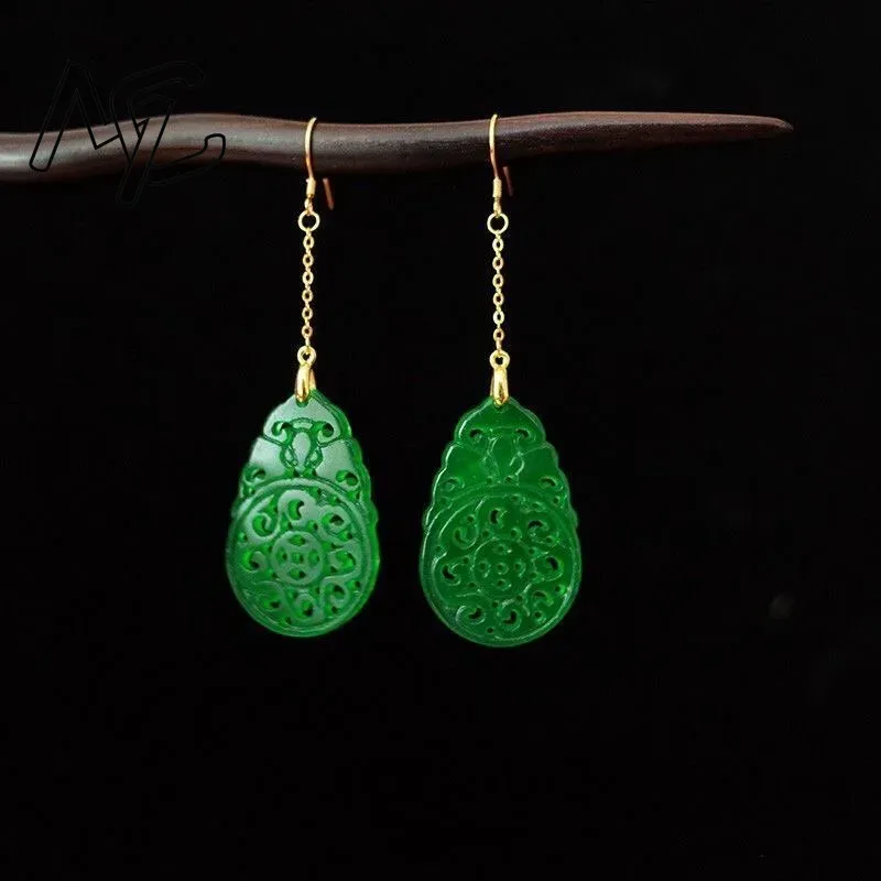 Women Fashion Jewellery - 925 argento giada verde naturale scava