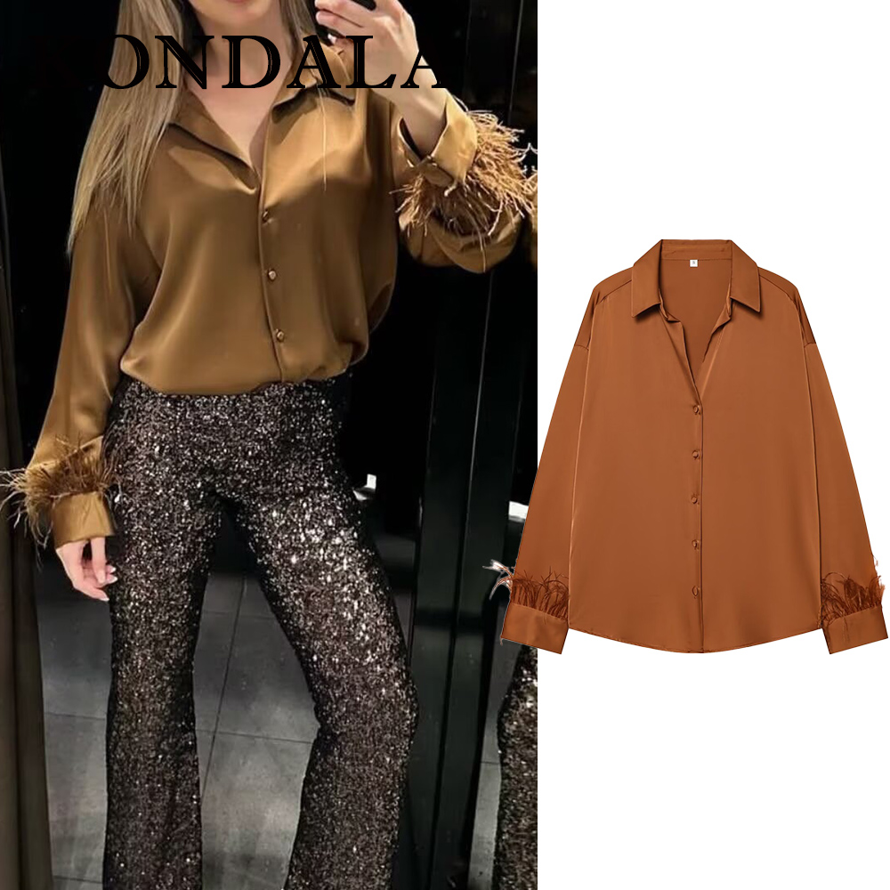 Women'S Fashion Trends Fall 2025 - KONDALA Vintage Solid Orange Nappa Camicia