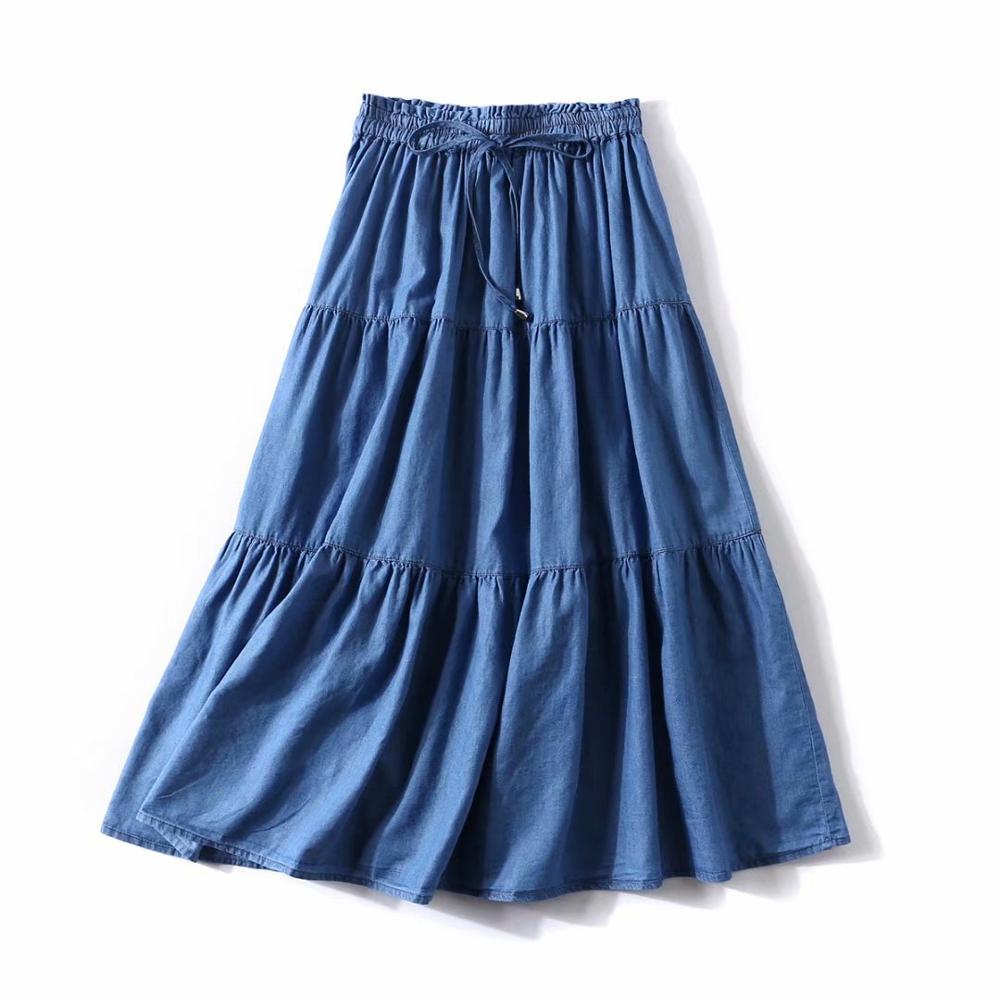 Pleated Skirt Women - Gonne arricciate in denim a pieghe