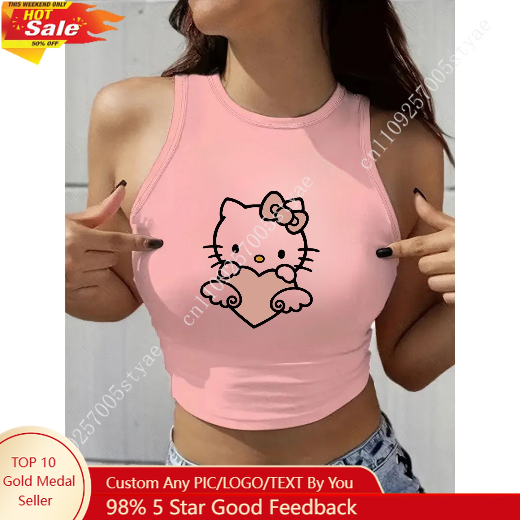 Knitted Vest Women - HELLO KITTY Gilet classico senza maniche