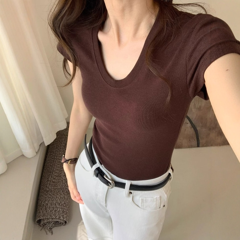 Women Fashion Blouse - T-shirt da donna a maniche corte