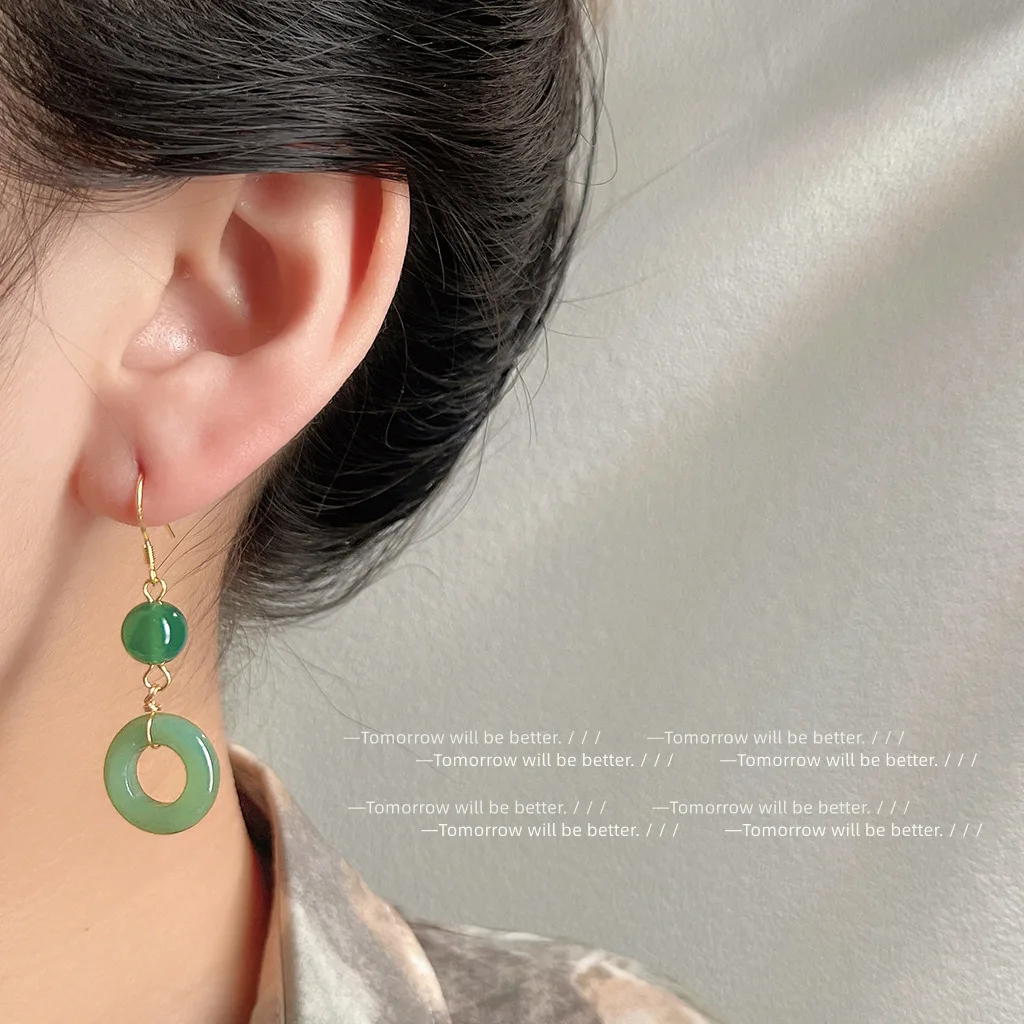 Women Fashion Jewellery - Orecchini ad anello in vera giada