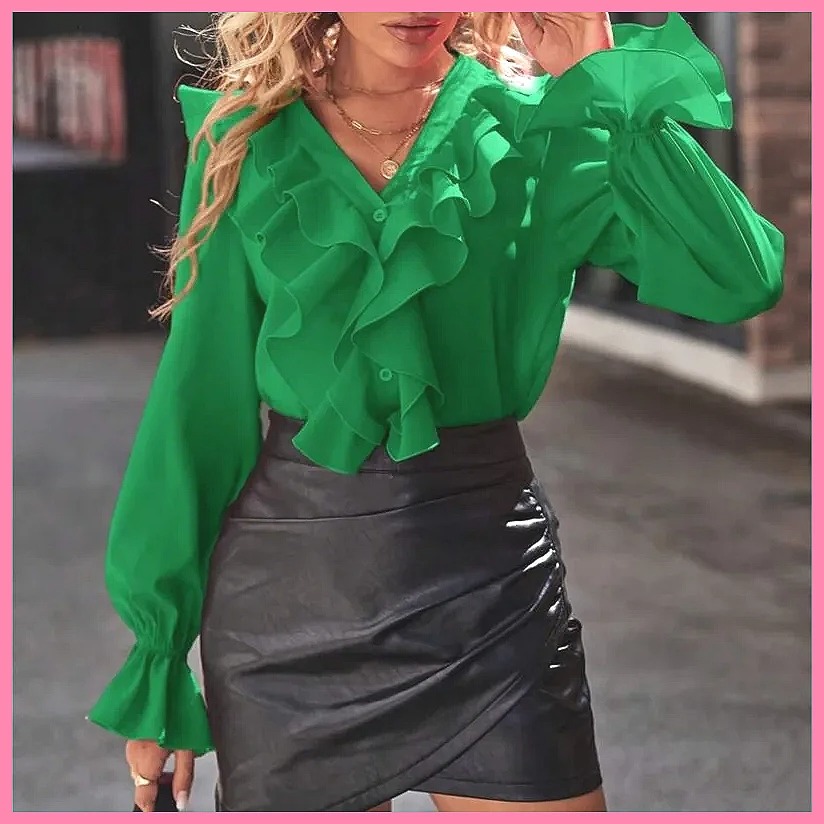 Women Fashion Blouse - Camicetta Elegante da Donna con Scollo