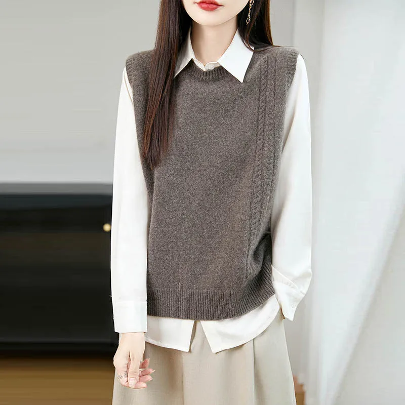 Knitted Vest Women - Gilet senza maniche in lana merino