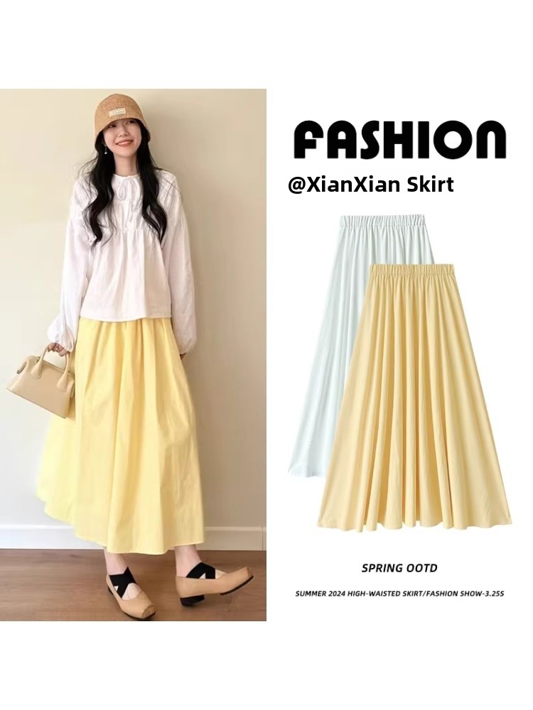 A-Line Skirt Midi - Gonna midi gialla a trapezio per