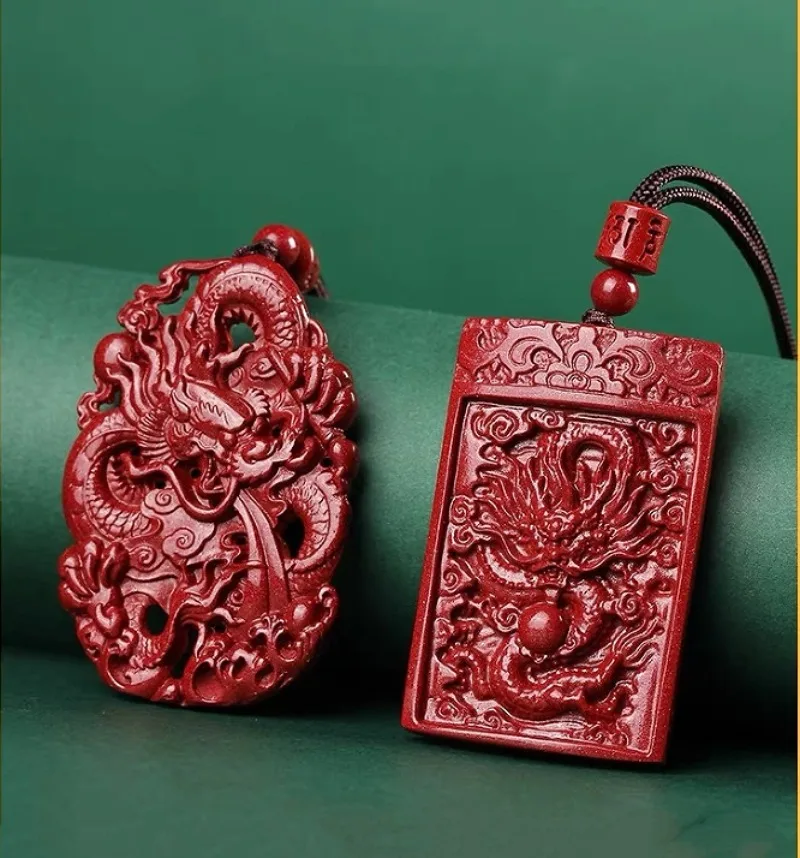 Women Fashion Jewellery - Moda cinabro giada doppia faccia intaglio