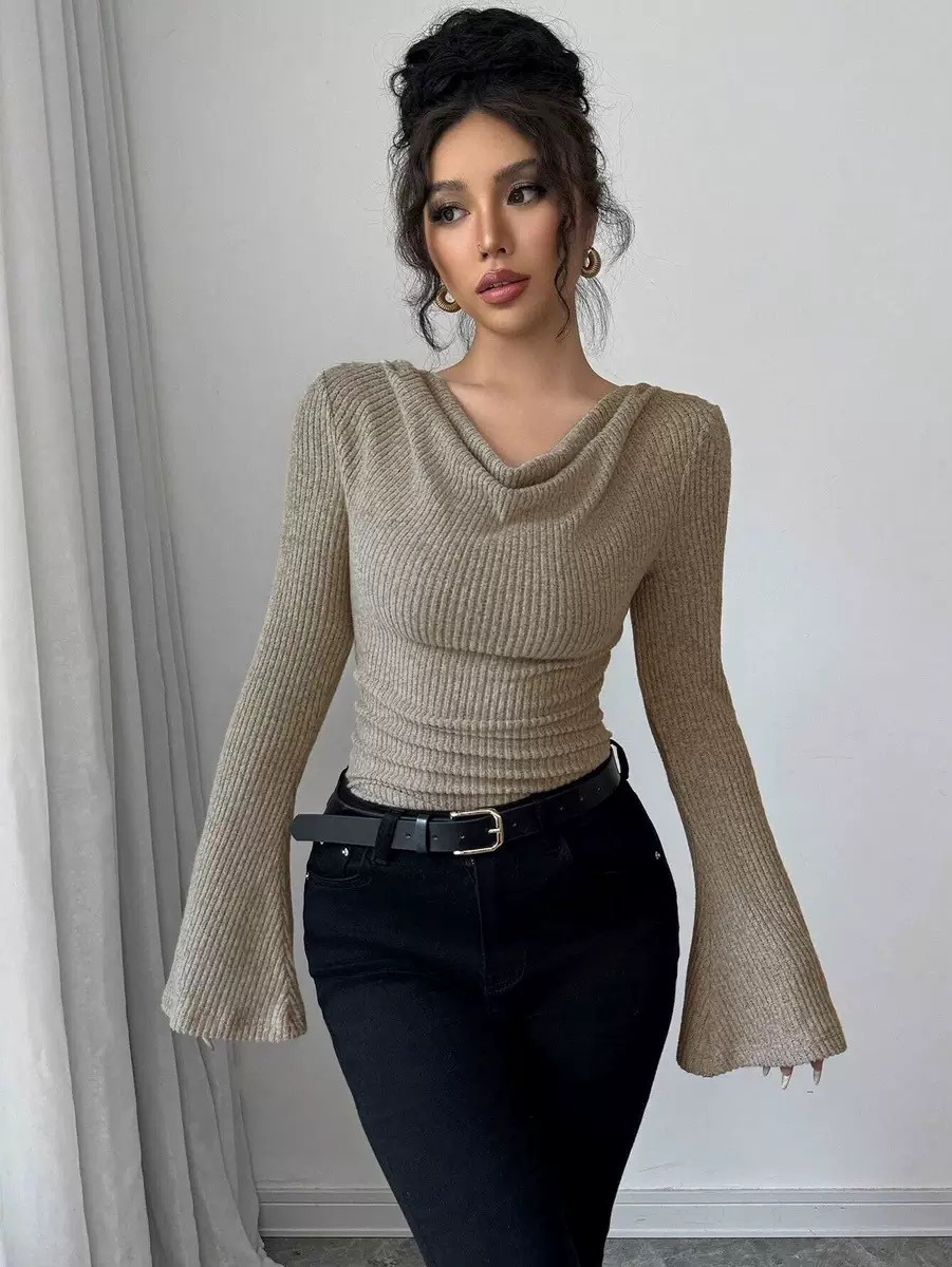Women Fashion Blouse - Top da donna a collo a