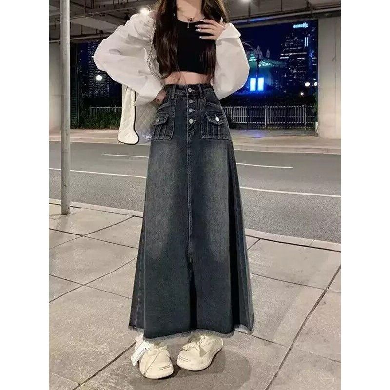 Gonna midi in denim a vita alt - A-Line Skirt Midi recensione e prezzo