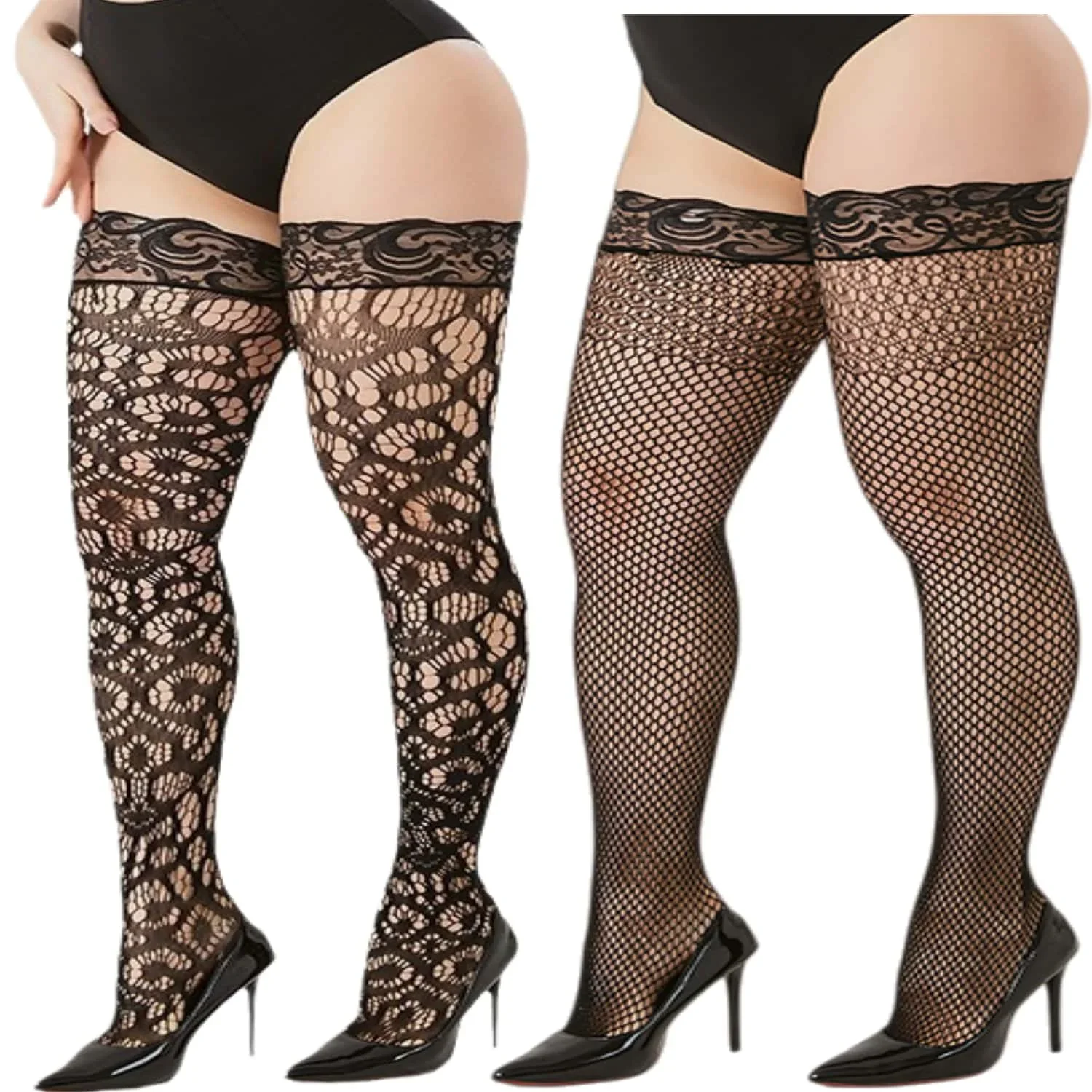 Calze lunghe in rete di pizzo  - Xxl Women Fashion recensione e prezzo