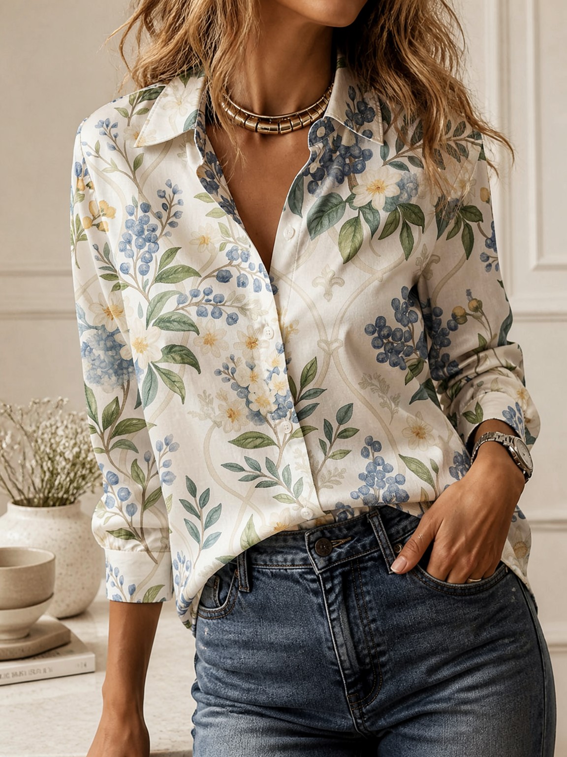 Camicetta Casual con Colletto, - Women Fashion Blouse recensione e prezzo