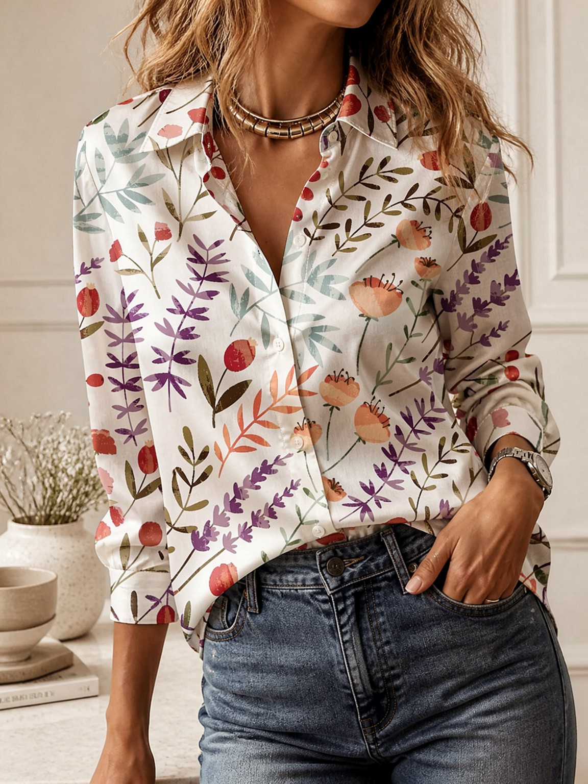 Camicetta Casual con Colletto, - Women Fashion Blouse recensione e prezzo
