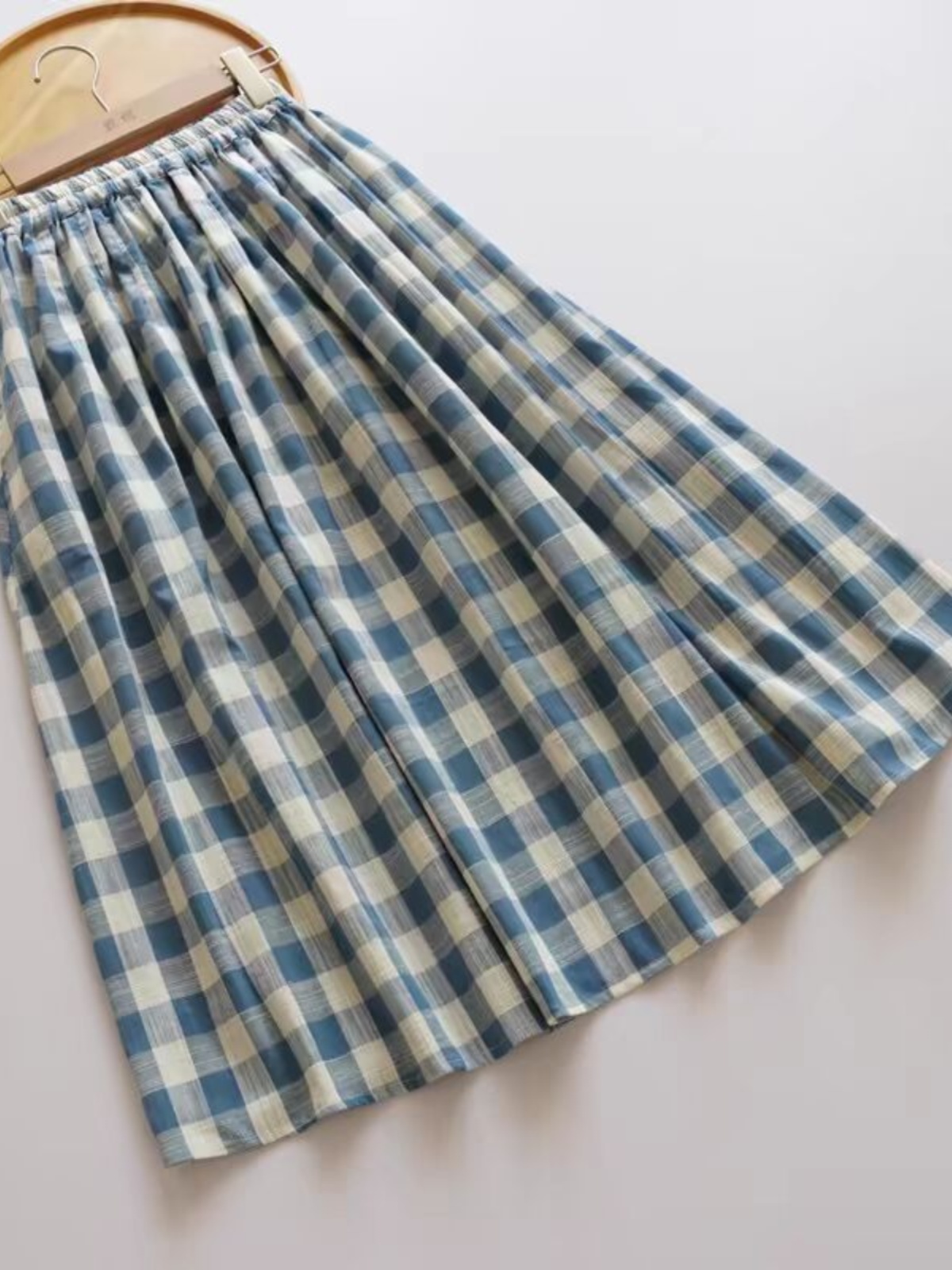 Gonna midi ampia a quadri blu  - A-Line Skirt Midi recensione e prezzo