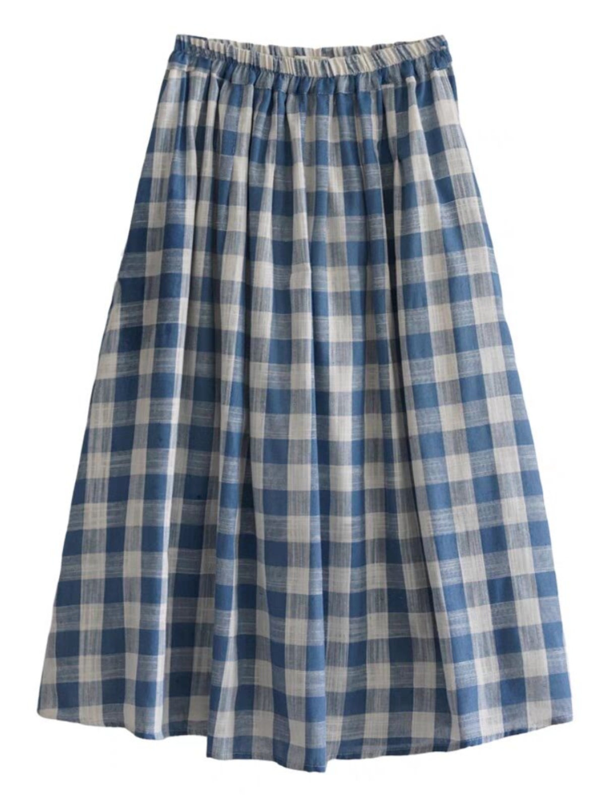Gonna midi ampia a quadri blu  - A-Line Skirt Midi recensione e prezzo